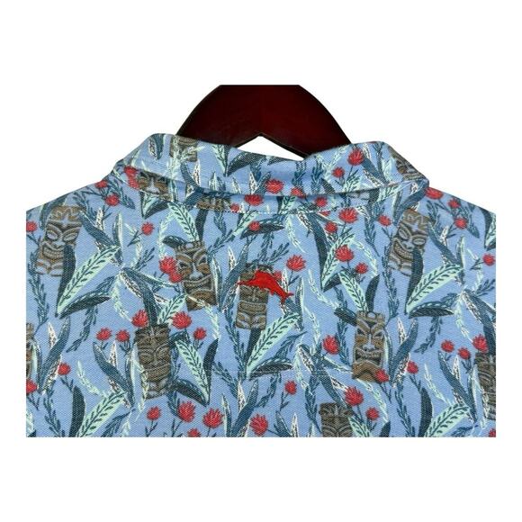 Tommy Bahama Men’s XXXL Nan Tiki Polo Shirt Short Sleeve Infinity Pool Blue Red - Picture 10 of 14